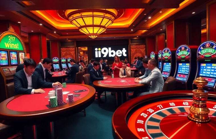 Experience the thrill of winning at i9bet with lively casino tables and colorful gaming elements.