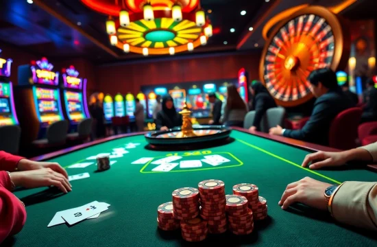B29 players enjoying intense poker action at a luxurious casino table.