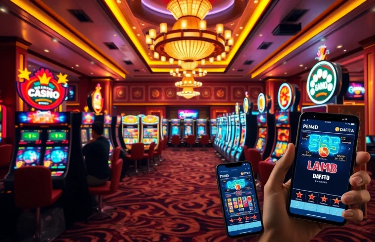 PEN4D daftar players enjoying engaging slot machines in a luxurious casino atmosphere.