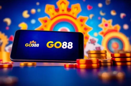 Tải GO88 app interface displayed on a smartphone with vibrant game icons.