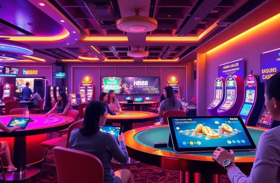 Online casino gaming scene showcasing HB88 platform with vibrant colors and interactive elements.