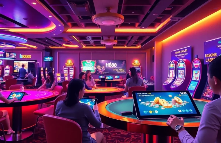 Online casino gaming scene showcasing HB88 platform with vibrant colors and interactive elements.