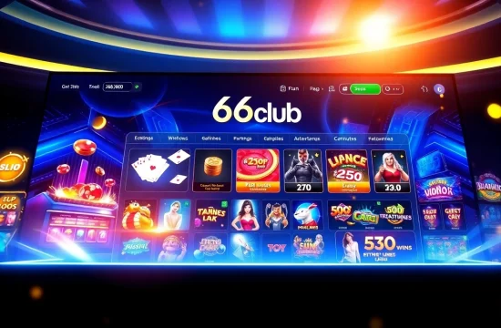 Explore the vibrant interface of 66club, showcasing premium online gambling games and an inviting atmosphere.