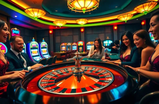Experience thrilling gameplay at https://bem88.com with an elegant roulette table and vibrant casino atmosphere.