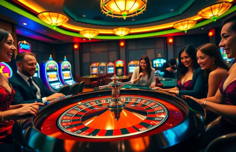 Experience thrilling gameplay at https://bem88.com with an elegant roulette table and vibrant casino atmosphere.
