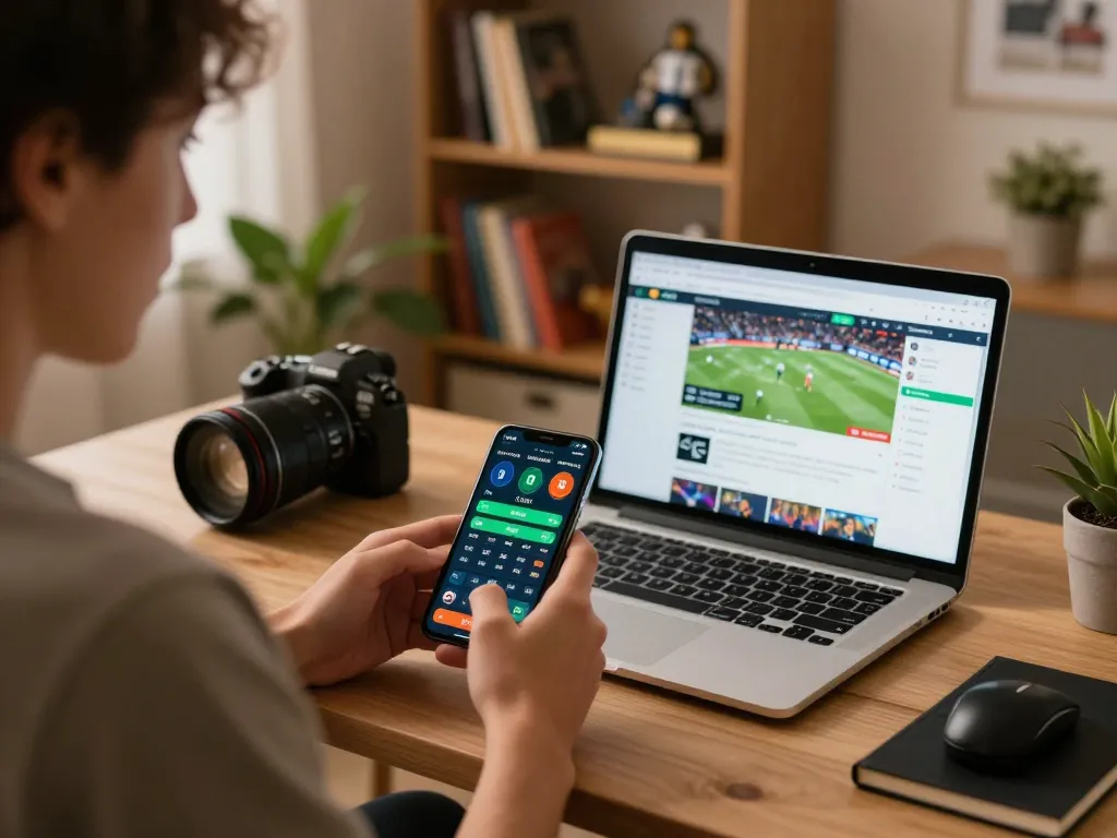 Person engaged in live sports betting on their smartphone, bealiveandkicking winning strategies unfolding in real-time.