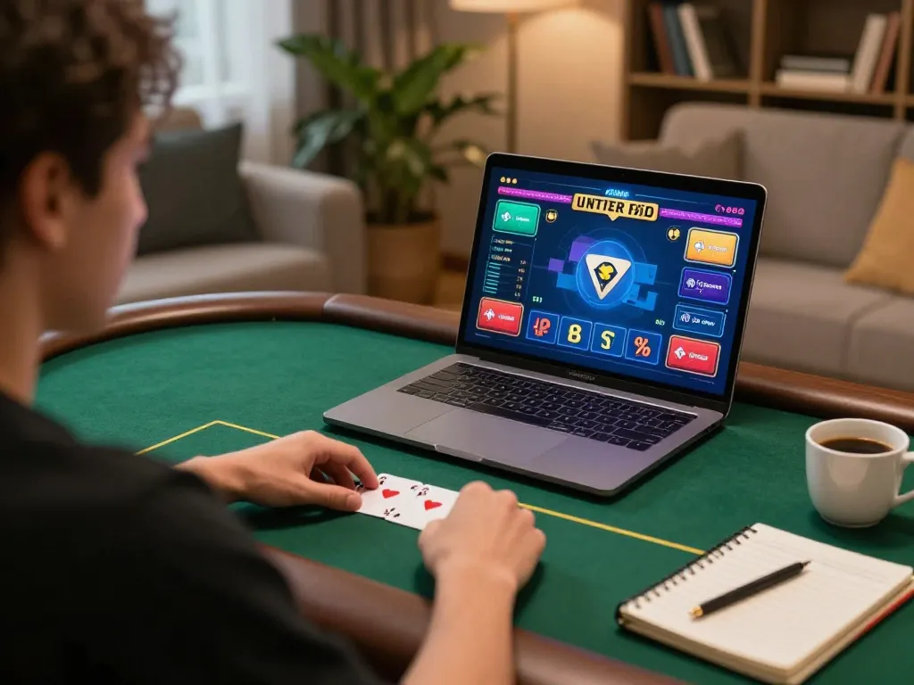 Engaging online poker gameplay on bk8 in a cozy home setting with betting strategies visible