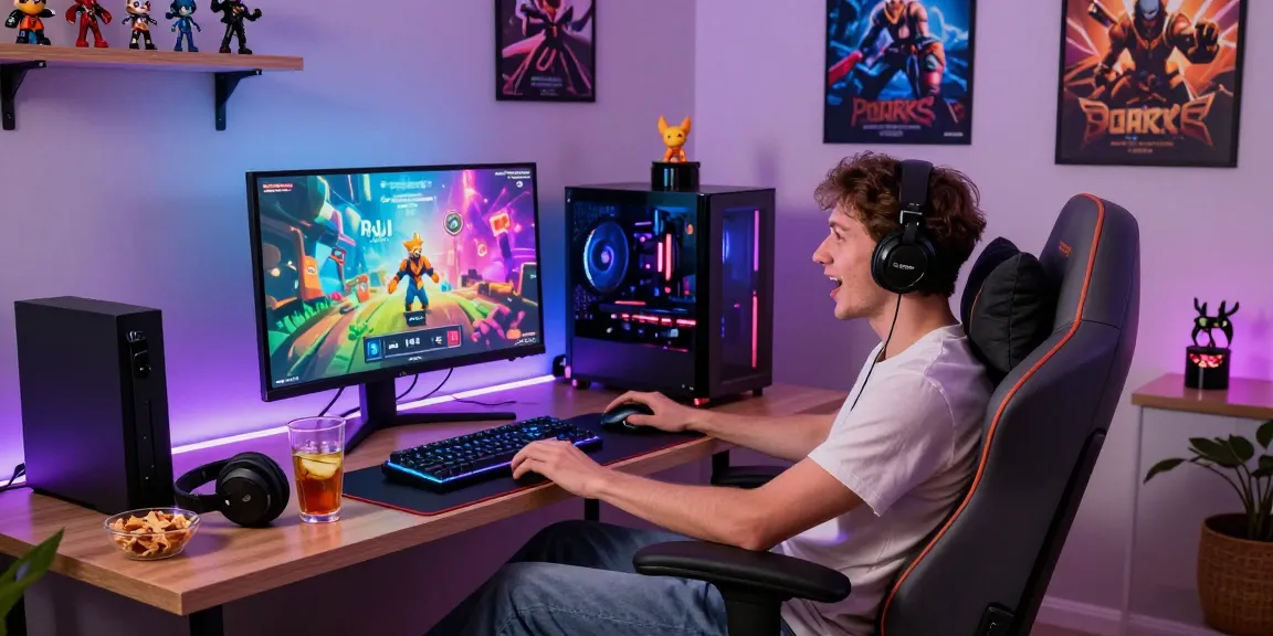 Engaged player using Raja Game login in a vibrant gaming room, enjoying an immersive experience.